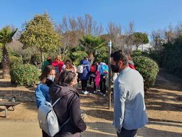 Roberto Palmero visitó a los alumnos durante su recorrido por el Sendero Azul.