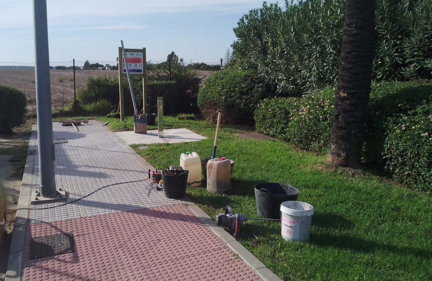 Instalación de las fuentes en Chiclana